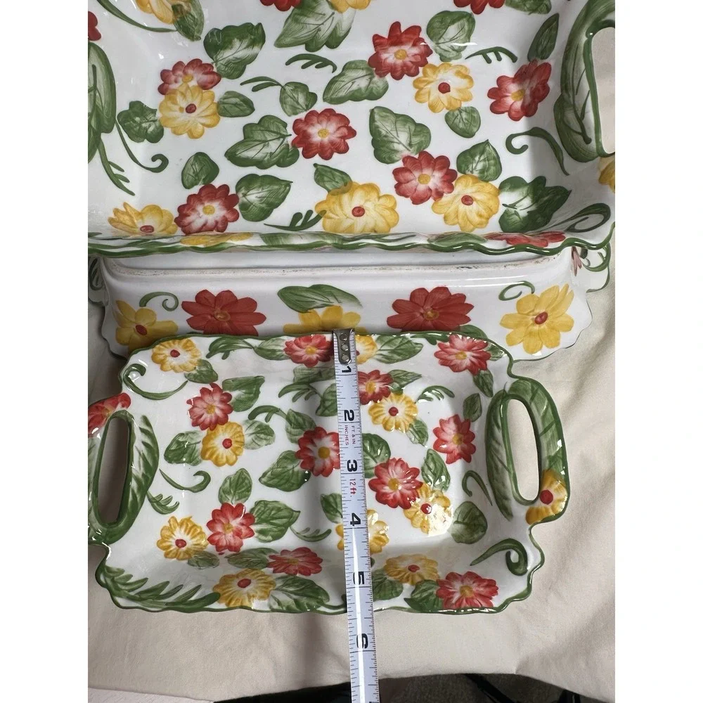 Set of 3 Temp-tations by Tara Floral Embroidery Rectangular‎ Casserole Dishes